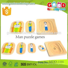 continued selling wooden kids puzzle toy OEM high quality educational Grandma & Grandpa 5 Layer Puzzle MDD-1101